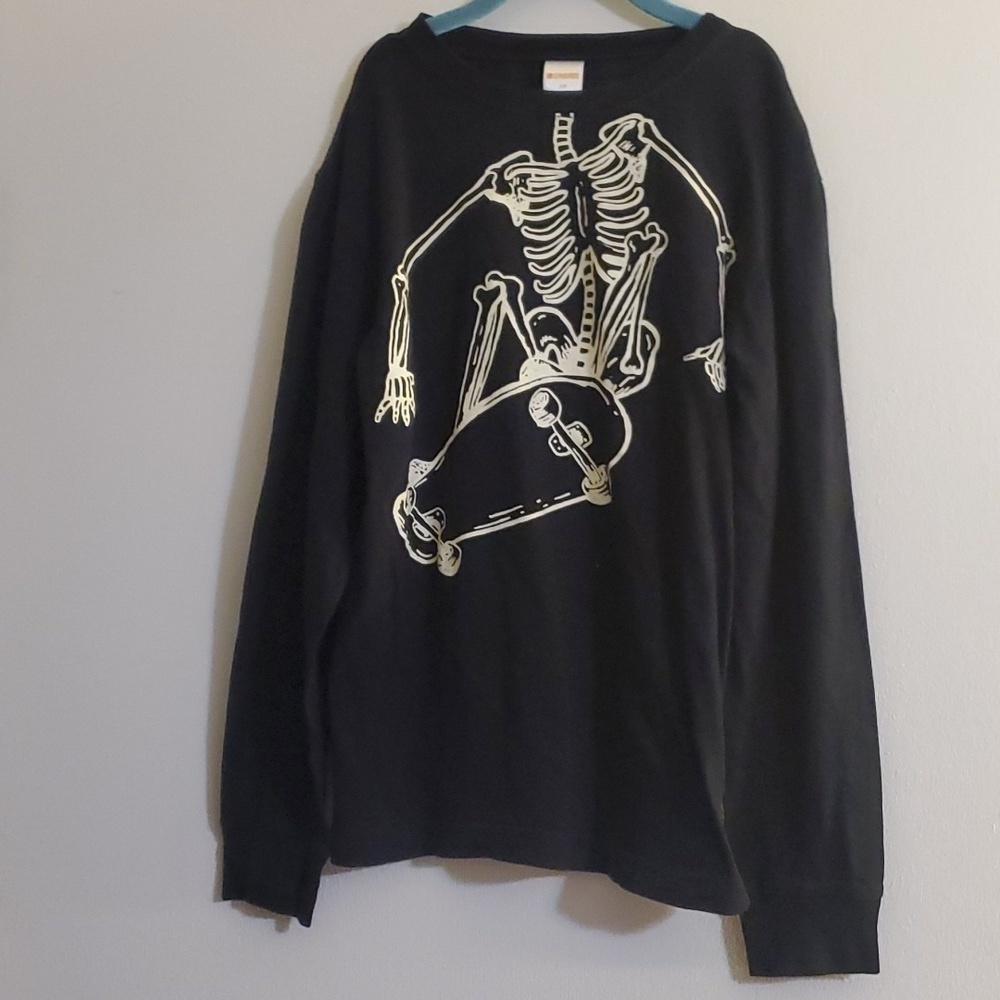 Gymboree Skaterboard Skeleton Long Sleeve Kid's Tee Shirt Size 10